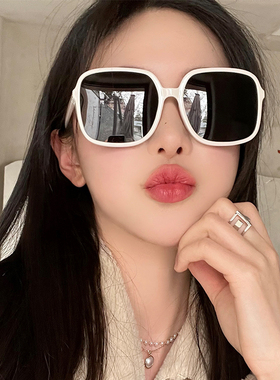 韩版白色大框方形圆脸显瘦眼镜复古偏光网红墨镜女防紫外线太阳镜