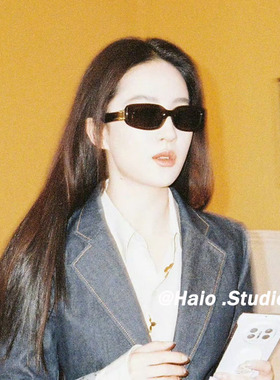 刘亦菲同款黑色小框老钱风猫眼墨