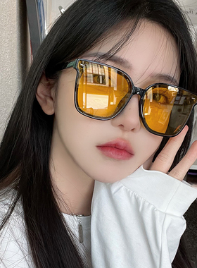 韩版夜视黄色墨镜时尚网红款大框大脸显瘦防紫外线太阳眼镜男女潮