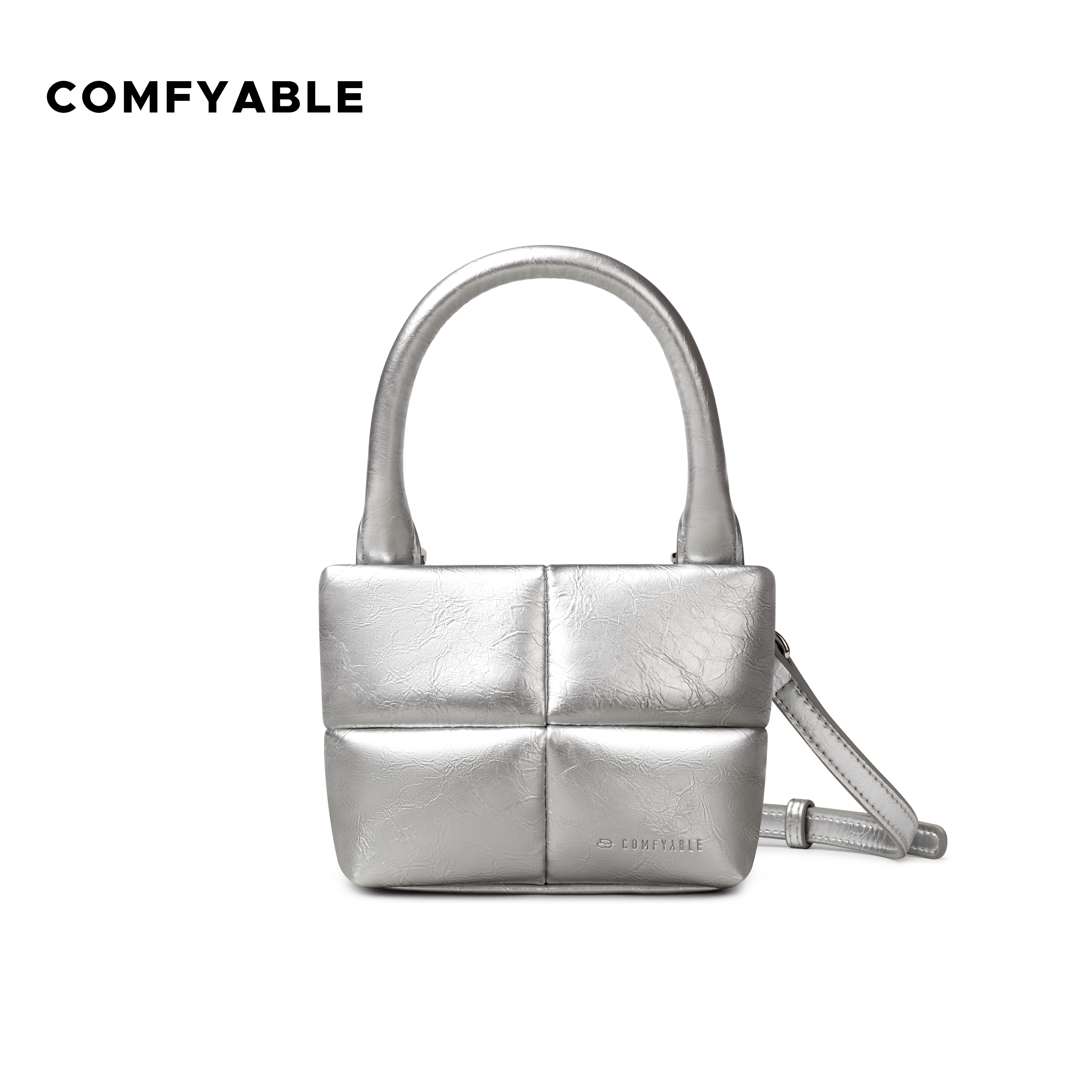 Comfyable耳机包迷你小包斜挎收纳包适用AirPodsPro3/2代保护套磁吸口红包小众简约PU银色