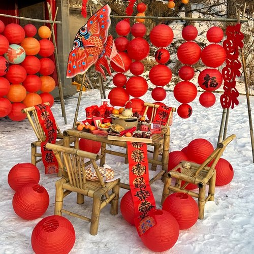 新年氛围感装饰红色纸灯笼挂饰件