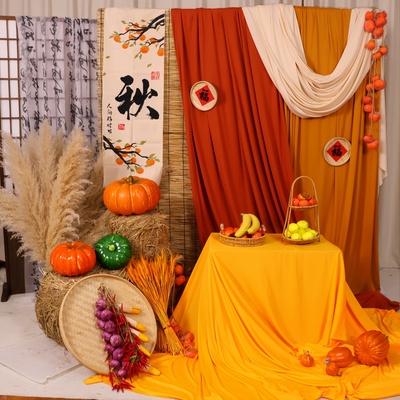 秋季氛围造景布置美拉德色系布幔