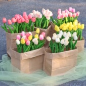 仿真郁金香花束装 氛围布置假花盆栽摆件户外造景商场美陈 饰春天季