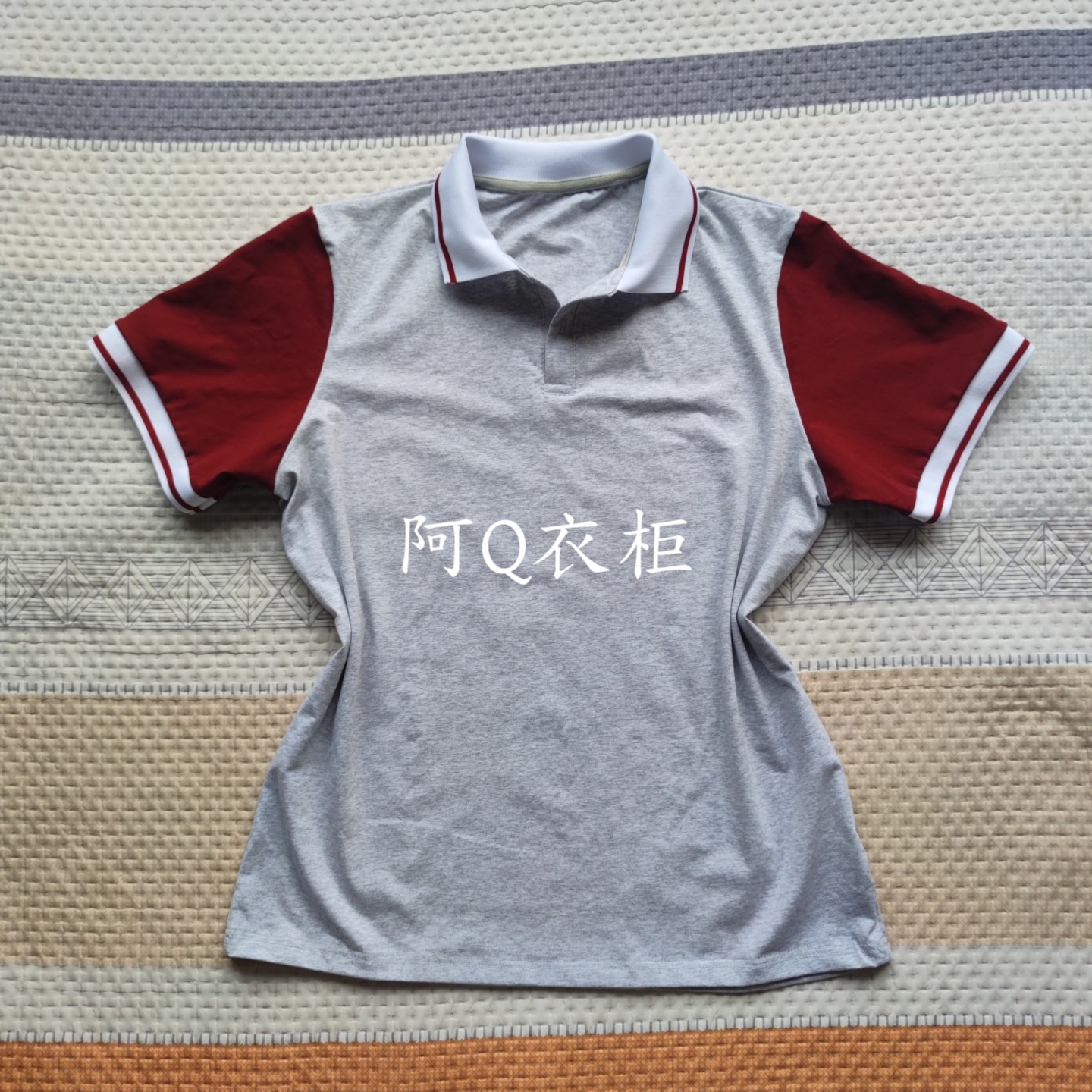 夏季薄款校服短袖浅灰拼红领中小学生T恤舒适POLO衫学生班服翻领