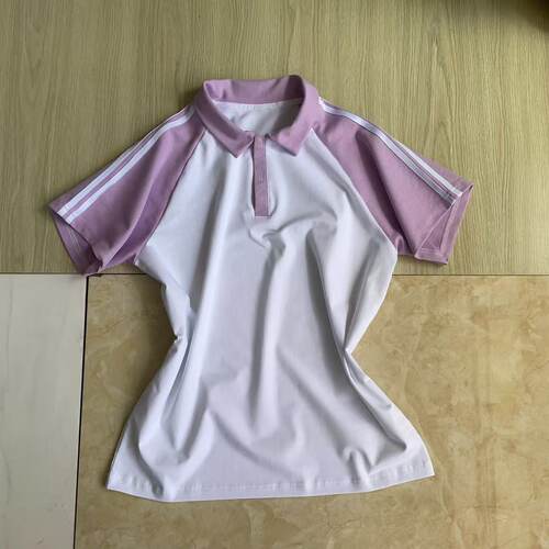 夏季薄透气紫色校服短袖POLO衫