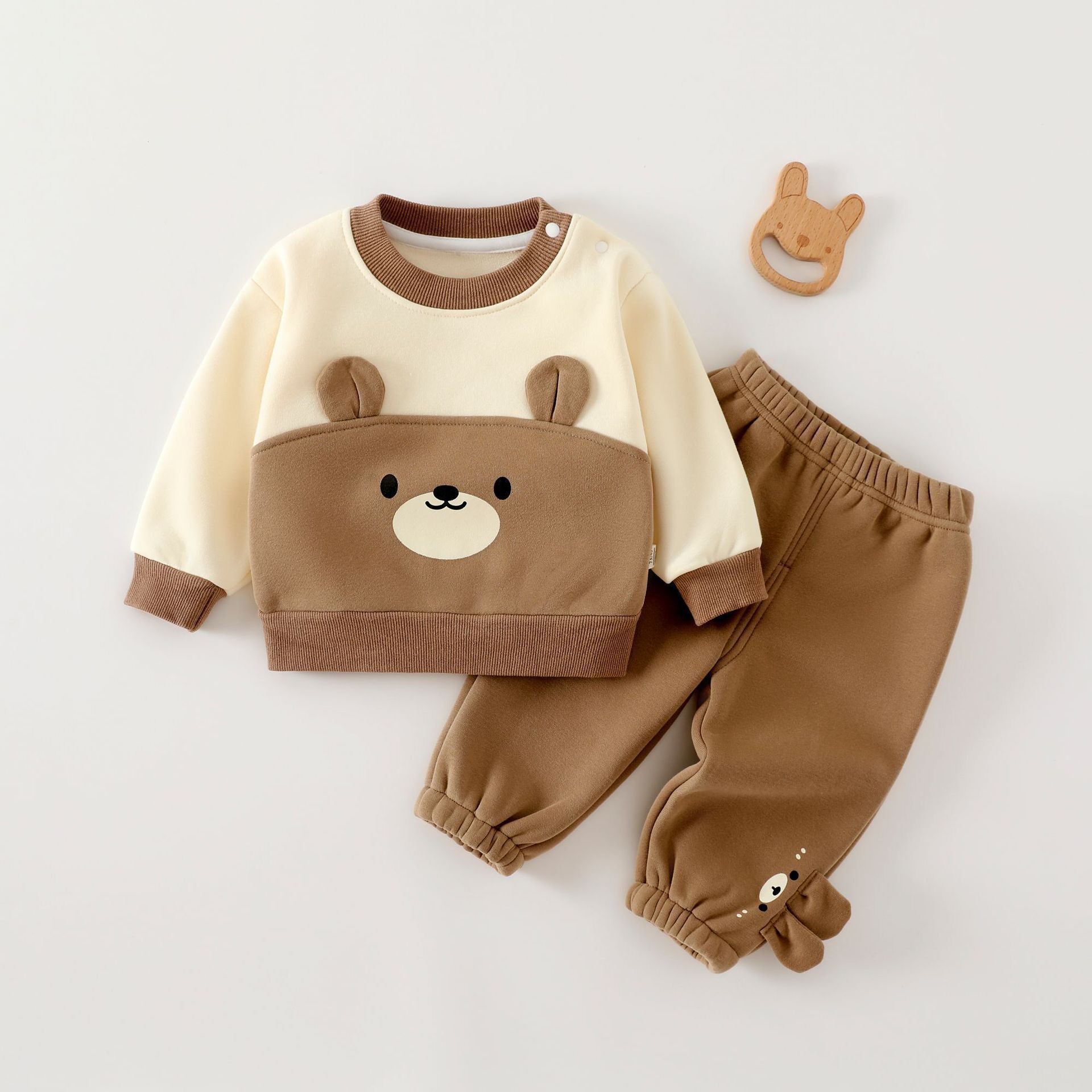 男女宝宝卡通加厚卫衣儿童套装秋装2025新款卫衣裤分体两件套童装