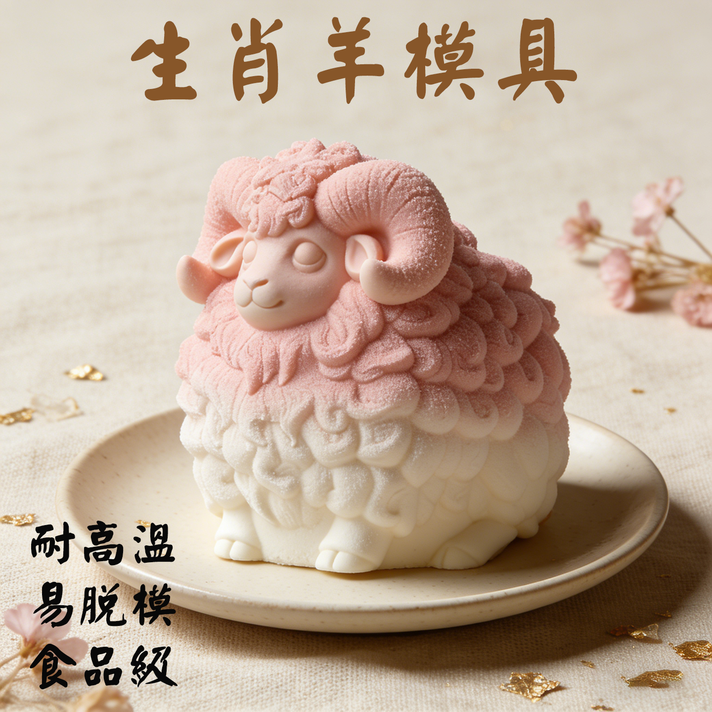 生肖羊造型慕斯模具食品级硅胶手工皂香薰蜡烛模具耐高温易脱模