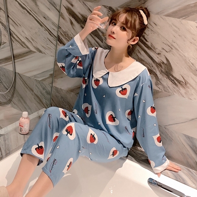 棉绸睡衣女士春秋绵绸家居服人造棉套装夏季薄款春夏韩版可爱甜美