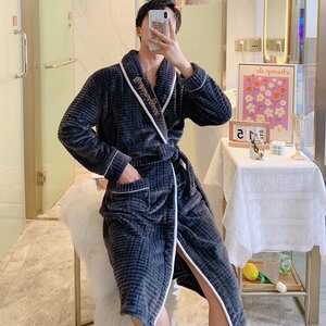 珊瑚绒睡袍冬男女加厚加绒法兰绒睡衣青少年秋冬浴袍晨袍春秋浴衣