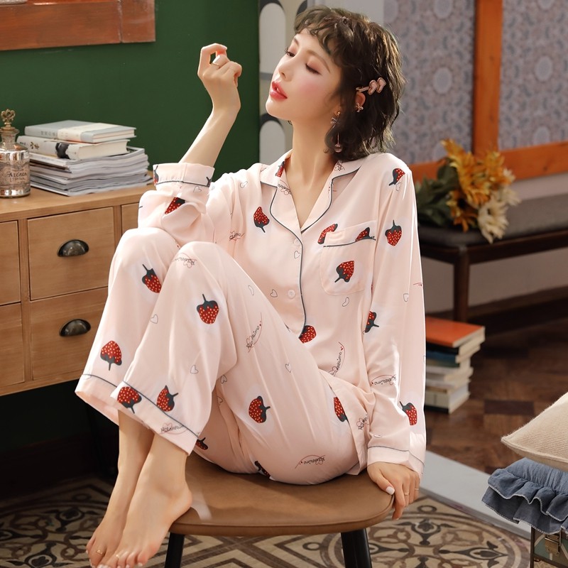 棉绸睡衣女春秋夏天长袖绵绸家居服人造棉套装韩版学生可爱薄款