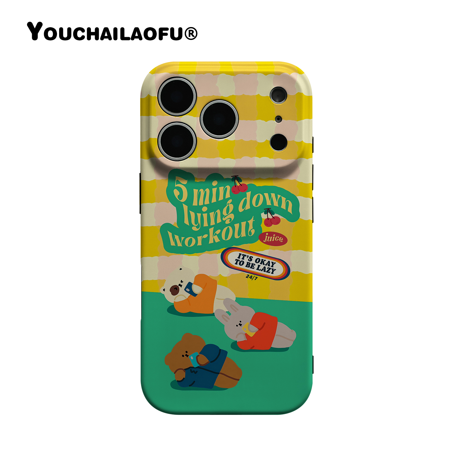 可爱偷懒小熊兔子适用苹果手机壳