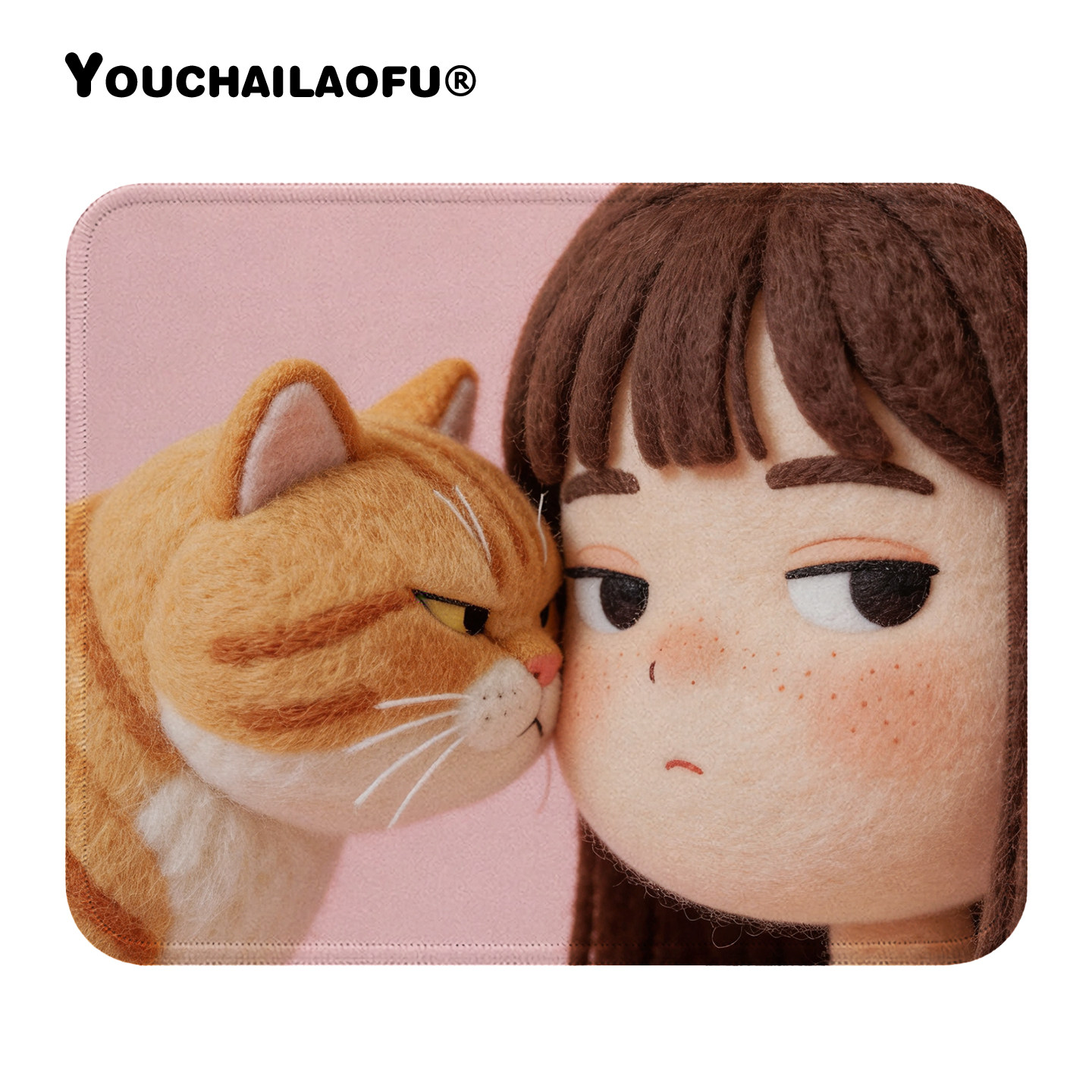 女孩和猫防滑橡胶鼠标垫图片