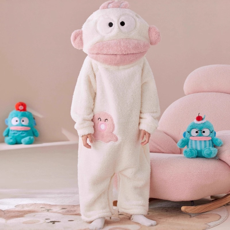小丑鱼儿童连体睡衣女童珊瑚绒加厚保暖秋冬季大嘴鱼搞怪男孩睡袍