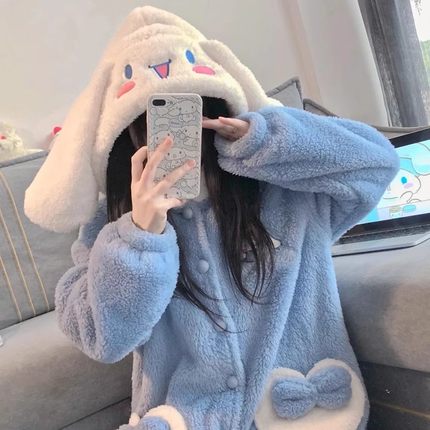 玉桂狗珊瑚绒睡衣女2024年新款秋冬季毛绒睡袍加厚长款浴袍睡裙天