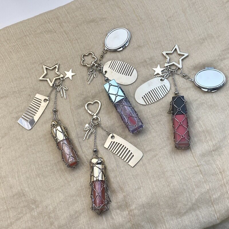 AC 便携纳兜女生梳子云朵口红网兜不锈钢手竹节吊坠可挂包扣现代
