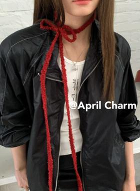 AC 个性毛绒长条细窄小围巾女秋冬氛围感choker针织颈链配饰