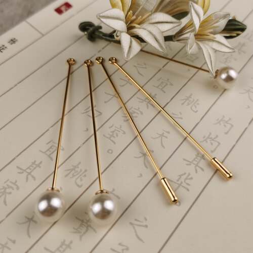 古风铜制保色diy仿珍珠9字胸针