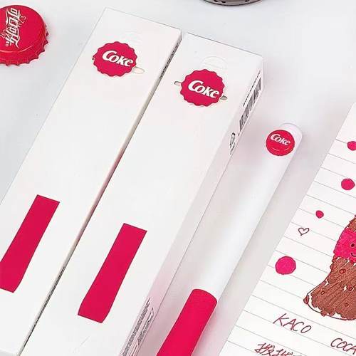 KACO可口可乐联名拨拨乐中性笔创意意瓶盖左右拨动出芯黑色ST笔头