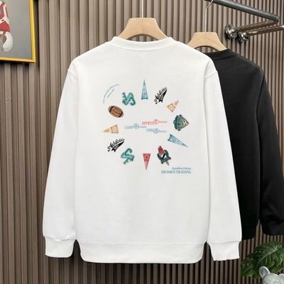 男士长袖卫衣2025新款美式高端百搭休闲t恤上衣重磅纯棉打底衫潮