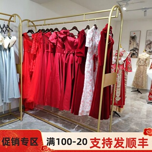 挂婚纱架子影楼工作室落地式 礼服展示架秀禾服挂衣杆高档旗袍货架