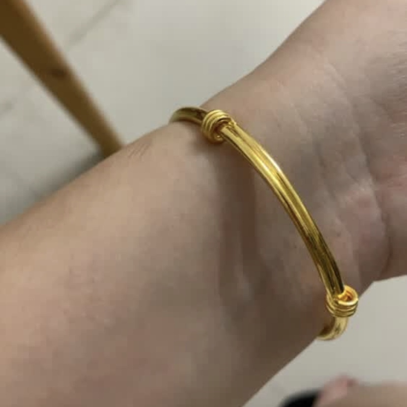 定制光面推拉三环手镯3g金20g银