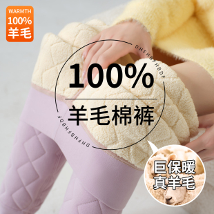 秋冬季 100%羊毛保暖棉裤 女内穿哈尔滨防寒羊羔绒加绒加厚打底裤