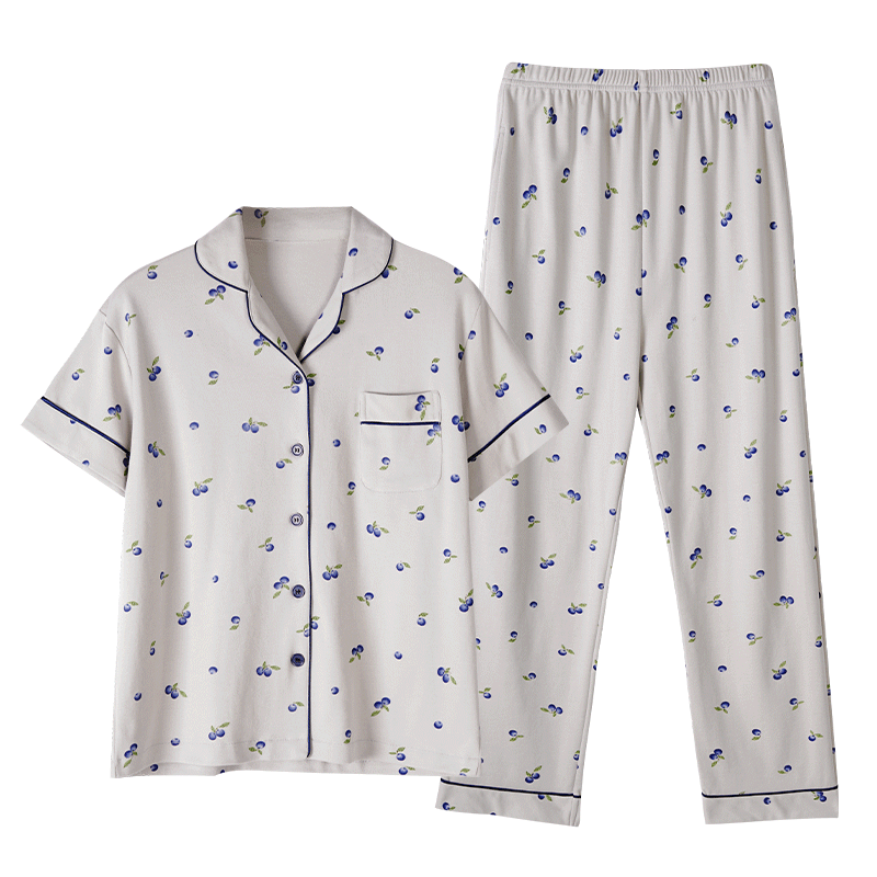 2025年新款睡衣女士夏季纯棉短袖长裤夏天妈妈家居服宽松大码套装