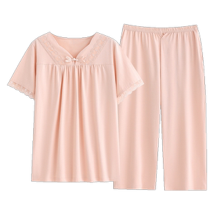 睡衣女款夏季2026新款纯棉短袖七分裤夏款家居服夏天中年妈妈套装
