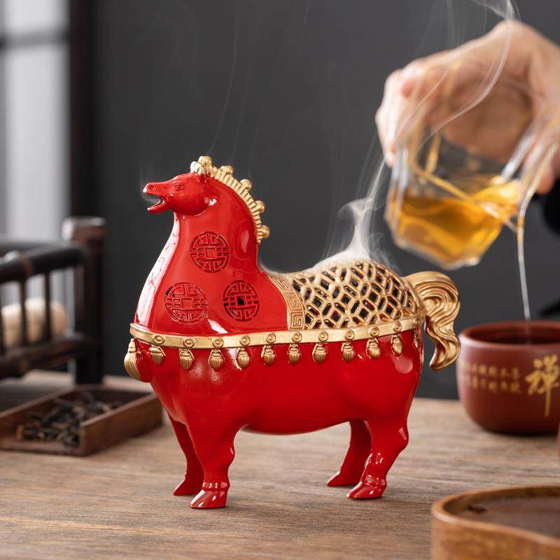 新中式盘香炉创意合金唐马摆件家居客厅办公室桌面装饰工艺品摆件,餐饮具,茶道/香炉,淘宝优惠券,粉丝福利购,淘宝优惠卷