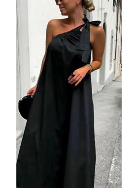Pin Shoulder Skirt Long Single Shoulder Strap Straight