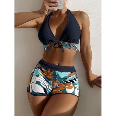 High waisted split bikini women's swimsuit