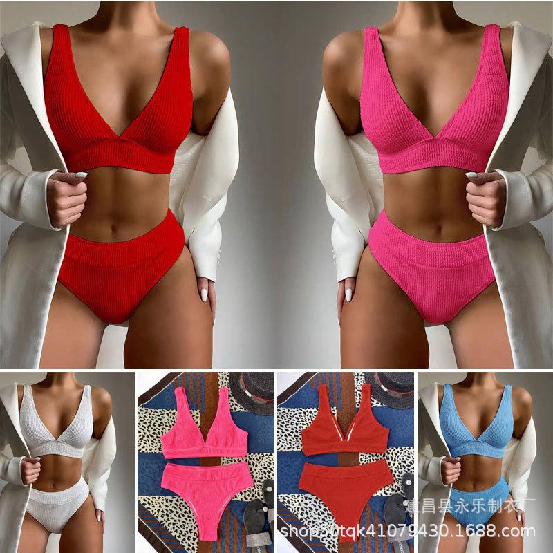 Snake patterned high waisted dual shoulder bikini swimsuit