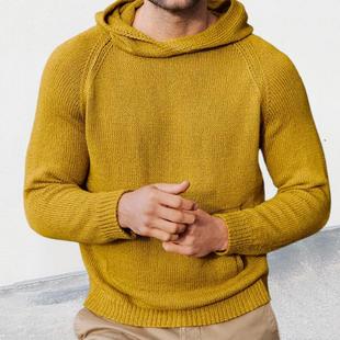 Hooded Knitted Sweater Men's Hat Collar Long Sleeve