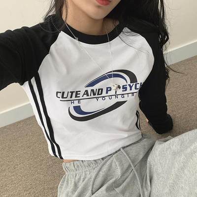 Leisure style raglan sleeves letter printed T-shirt for wome