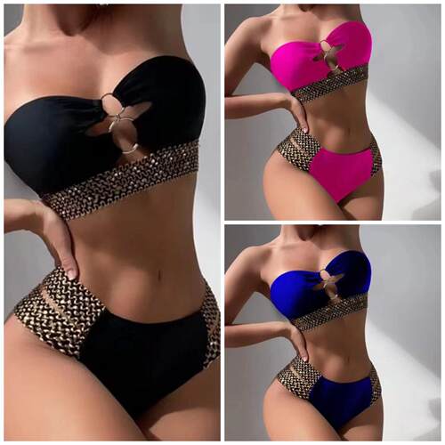 High waisted split bikini women's swimsuit