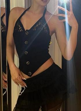 Chengyang women's neck hanging, lace up, backless fishbone