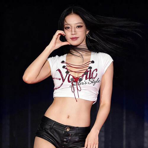 Tight fitting short crop print top for music festival