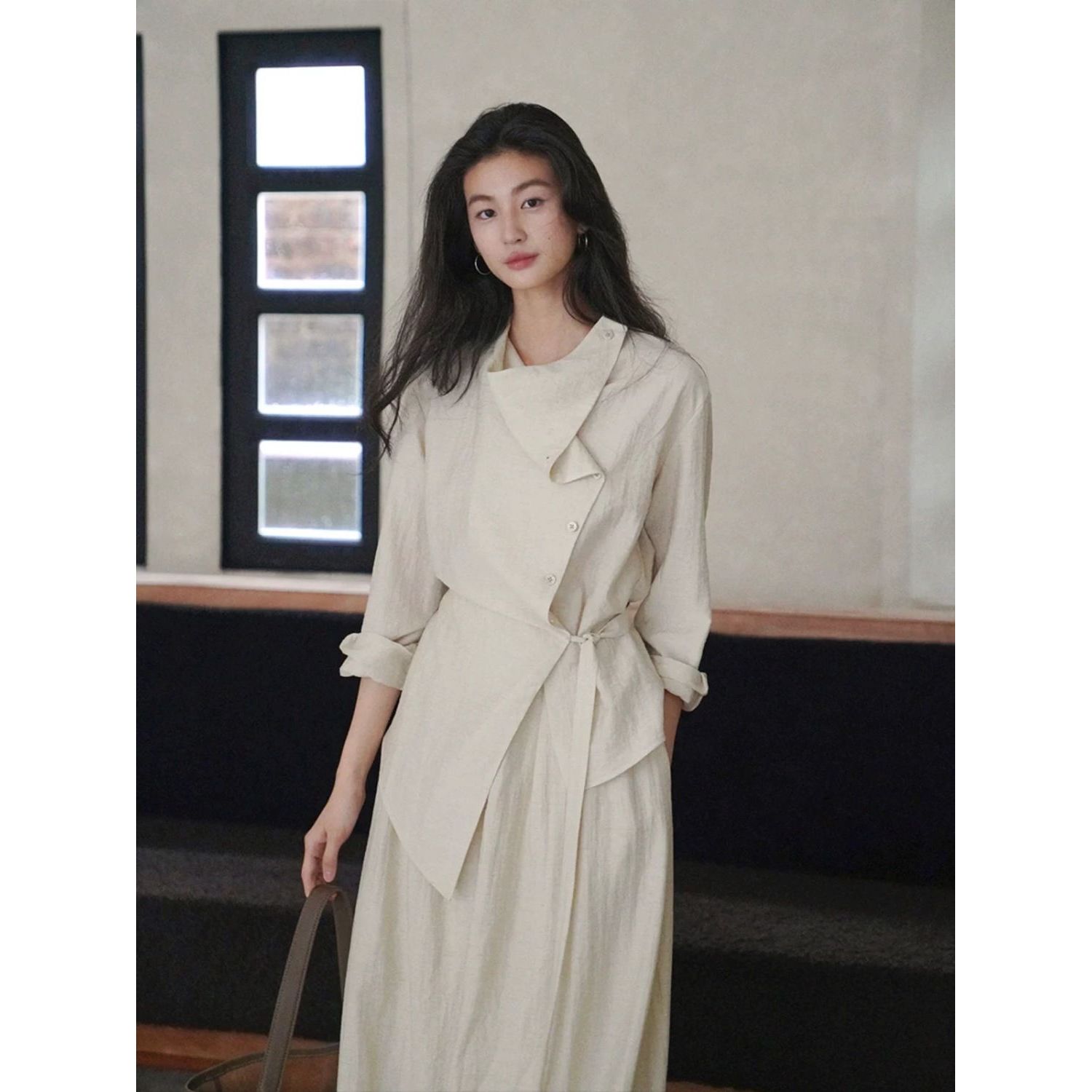 清悠新中式知识分子风套装小众设计感长袖上衣半身裙两件套包邮