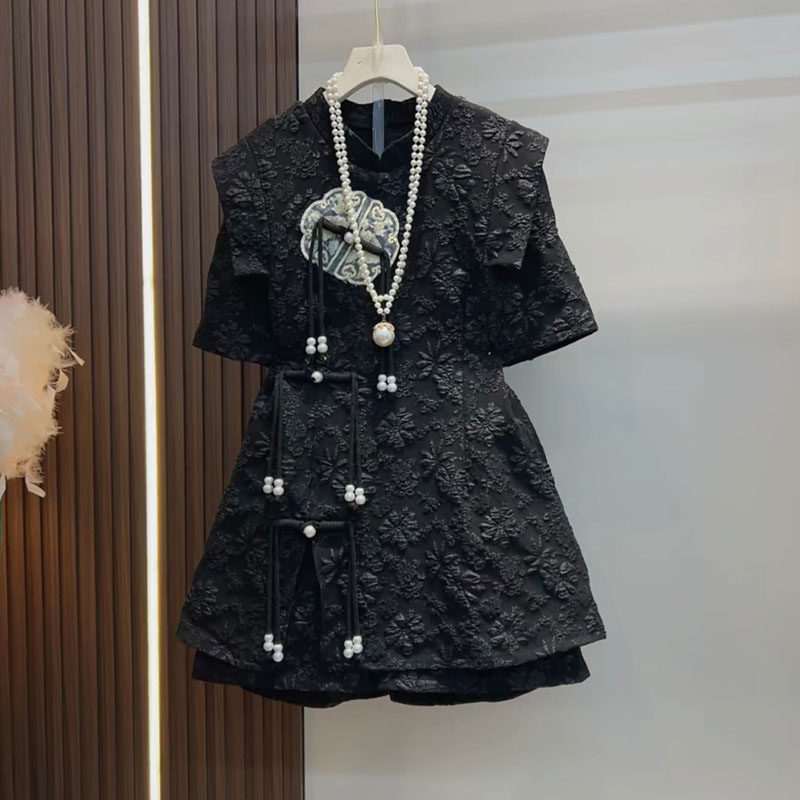 新中式大码女装2025夏季新款国风刺绣流苏盘扣短袖上衣短裤两件套,女装/女士精品,大码套装,淘宝优惠券,粉丝福利购,淘宝优惠卷