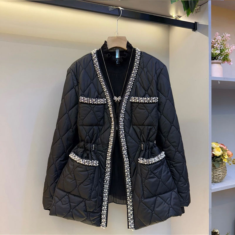 胖mm时尚小香风轻奢亮钻加棉外套