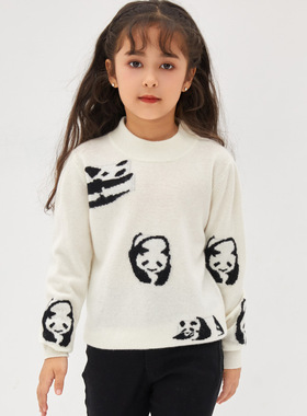 2025年秋冬新款山羊绒衫儿童装重工宽松羊绒毛衣男童女童打底