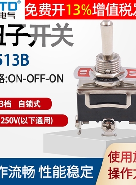 CNTD昌得摇臂拨扭电源开关12mm双掷钮子15A摇杆拨动式3脚3档C513B