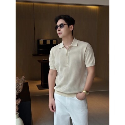 景田 Kam Tin EON'S镂空纽扣肌理感夏季轻奢冰感翻领男士短袖POLO