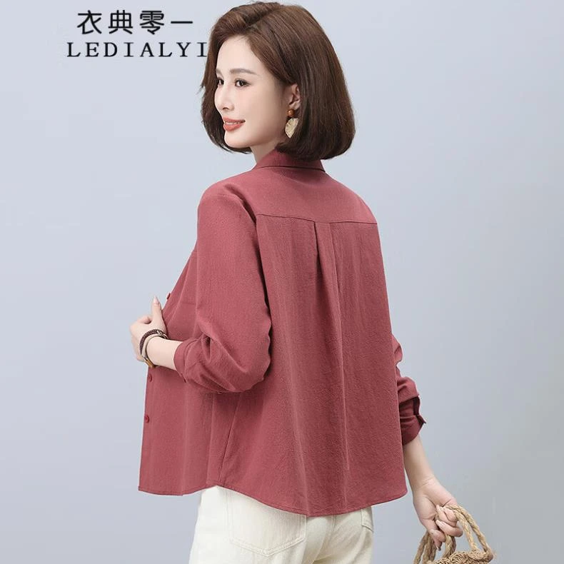 衣典零一纯棉衬衫女2026春秋新款长袖宽松全棉外穿休闲春装上衣