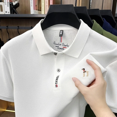 TONXS梧桐先生夏季男士短袖T恤休闲翻领POLO衫大码薄款半袖上衣