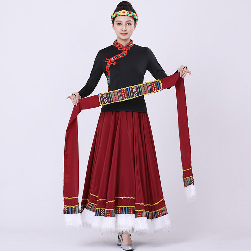 藏族舞蹈演出服装女广场舞套装