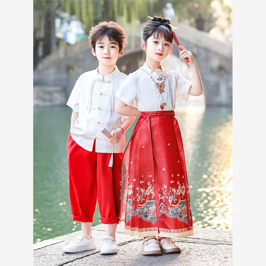 中国风服装马面裙套装男