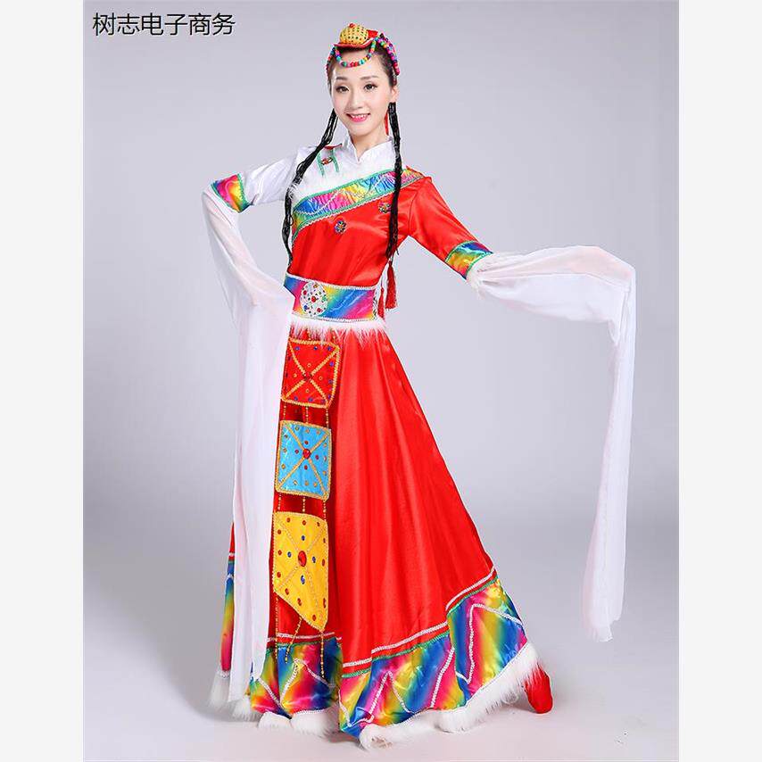 新藏族女装舞蹈服饰民族藏族舞台表演服装臧族女藏族大摆裙民族服