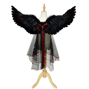 万圣节天使恶魔披纱羽毛翅膀道具舞会演出服披风公主背饰