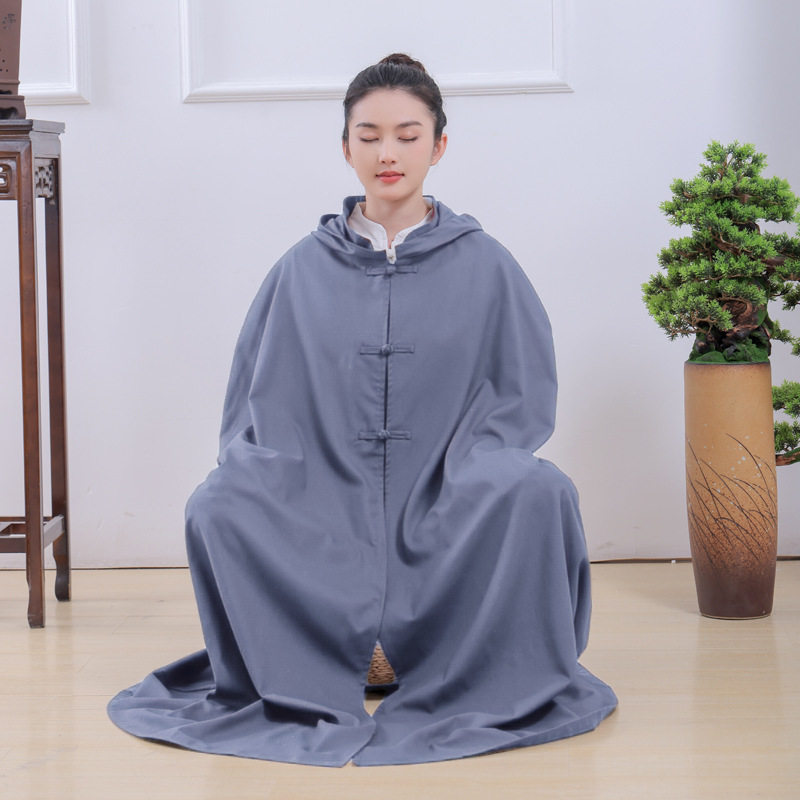 棉麻单层打坐披风禅修斗篷男女